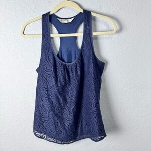 Trina Turk Ellie Navy Lace Racerback Tank Size EU P (US 00-0)